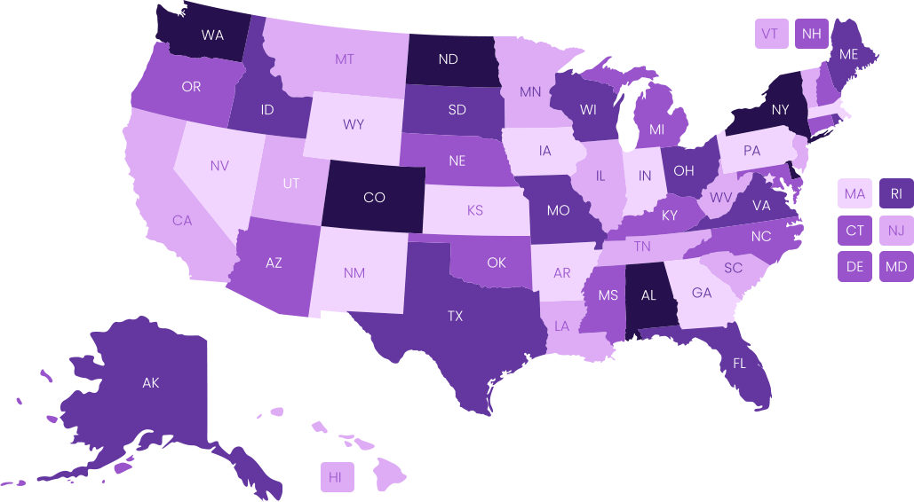 Purple Rain Mobile Notary service areas map